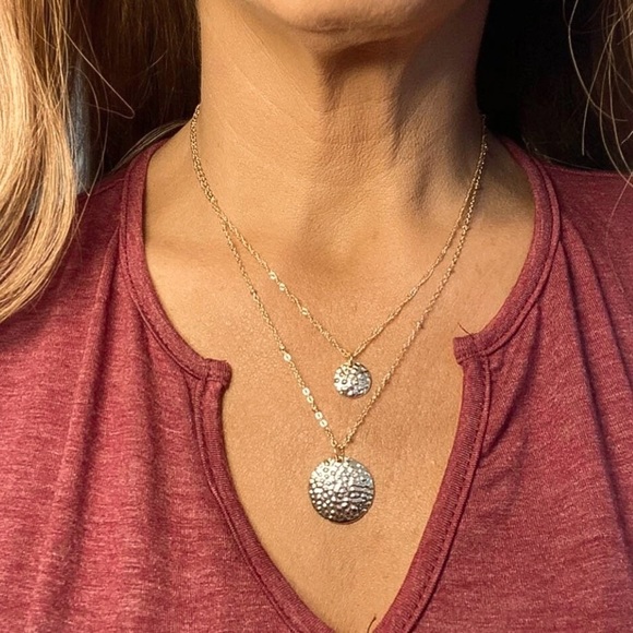Any 2/$20! Gold Multi-Layer Textured Disc Necklace - Picture 3 of 8